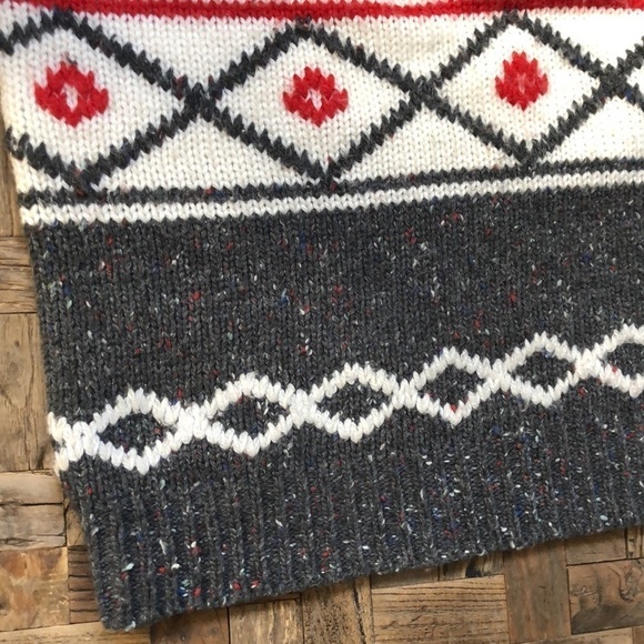 FABE Vintage Red White Gray Chunky Knit Sweater - Picture 5 of 8